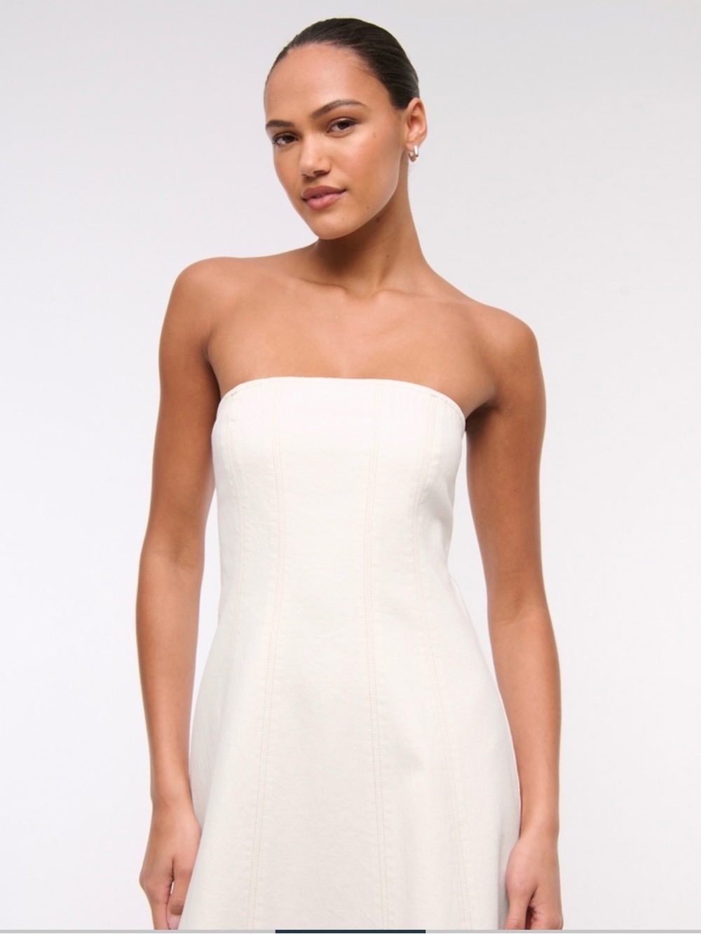 Abercrombie & Fitch Mila Strapless Denim Midi Dress stretch - Picture 6 of 7